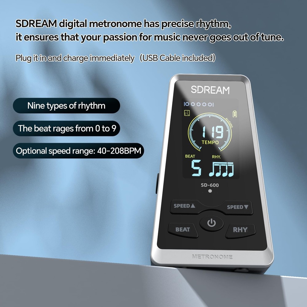 Digital Rechargeable Metronome LCD Voice Beat Control
