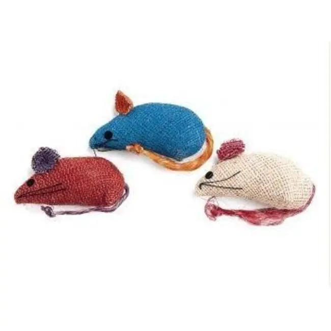 Ethical Products Burlap Cat Toy Mice Catnip Interactive