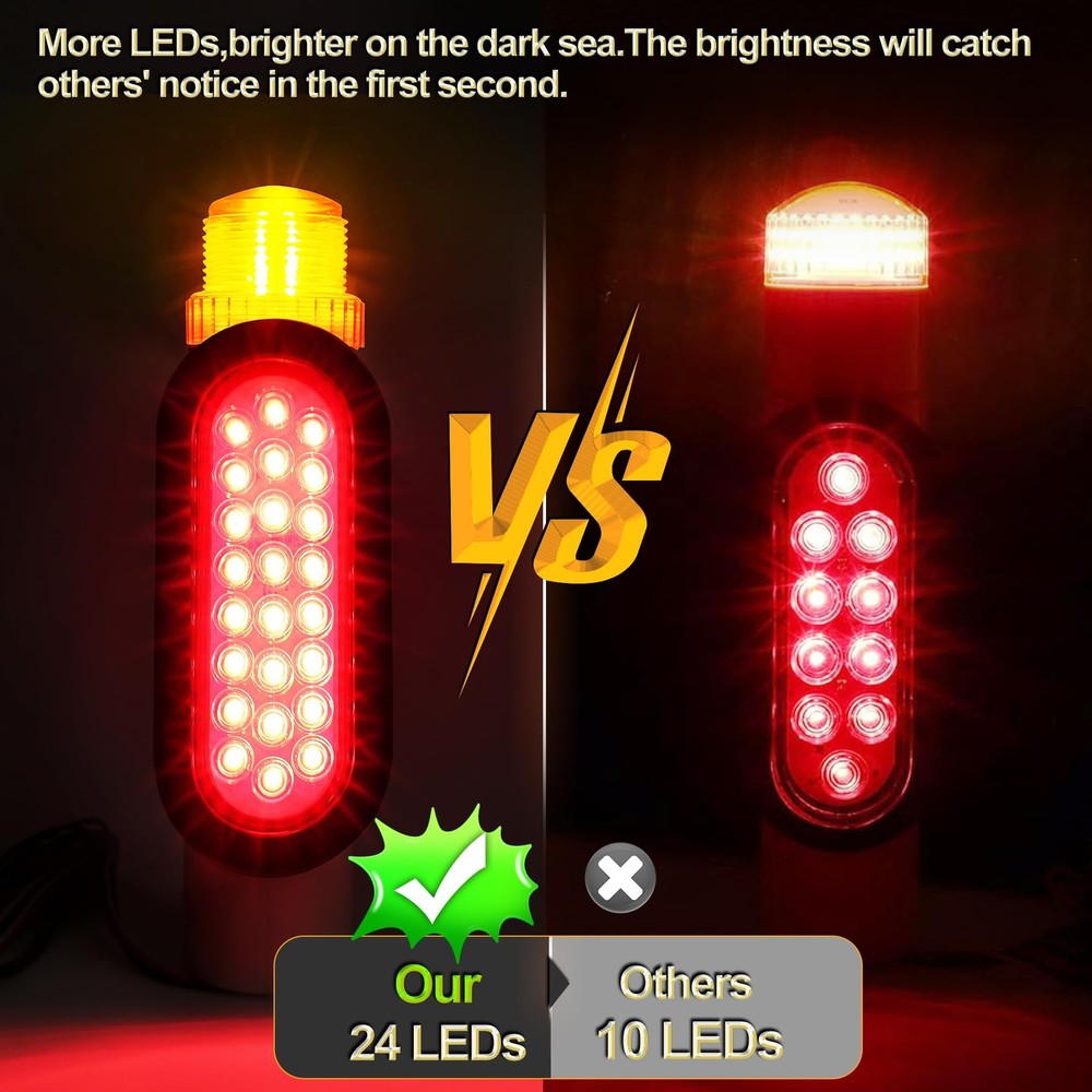 Winsgor Boat Trailer Guide Pole Post Lights Lite Waterproof IP67 DOT Amber
