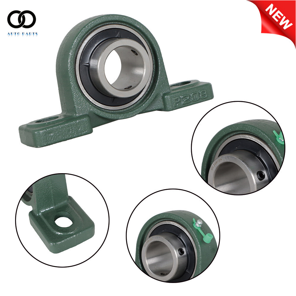2Pack UCP208-24 Solid Base Pillow Block Bearing 1-1/2 Bore Self Aligning 2 Bolt