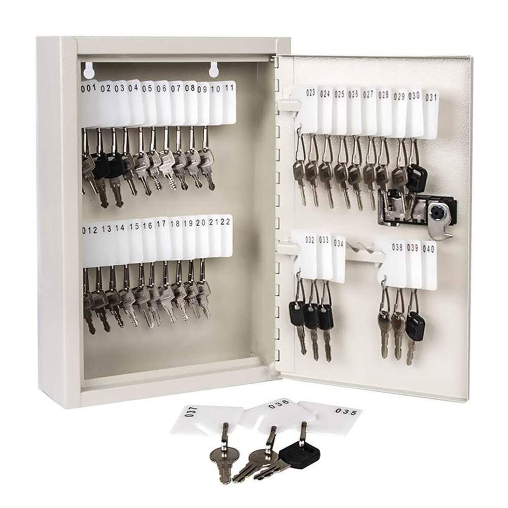20 White Square Slotted Cabinet Key Tag with Hook Printed Number Sequence #1-20