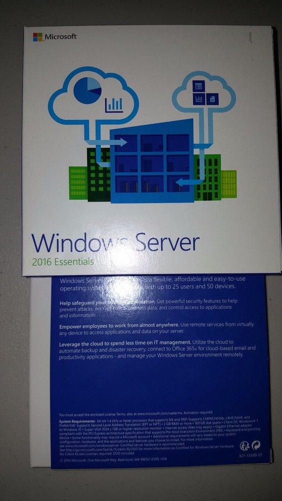 Microsoft Windows Server 2016 Essentials, SKU G3S-00936, Sealed Retail Package