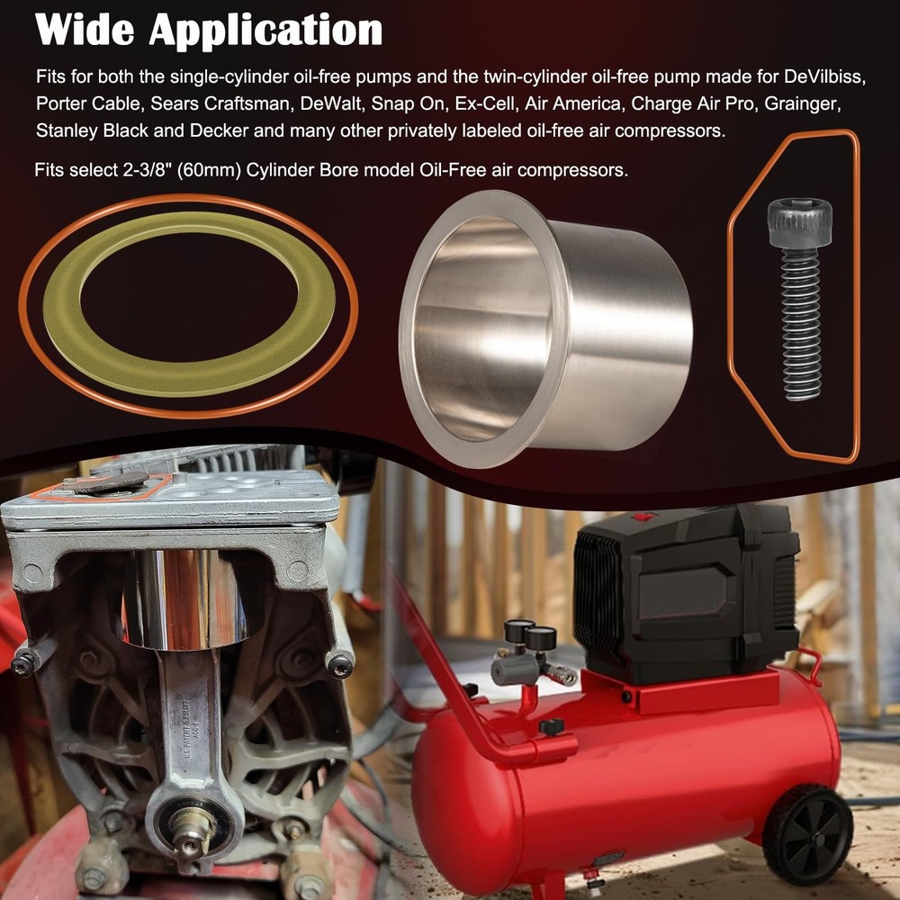 Air Compressor Cylinder Sleeve & Compression Ring Replacement Kit for Craftsman