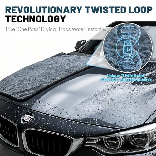 Car Drying Towel Microfiber Cleaning Cloth - 24" x 36" Large Twisted Loop
