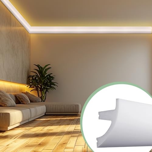 PushglossyPcs 47.24″(Total 35.4 Ft) Ceiling Crown Molding with LED 9 Semicircle