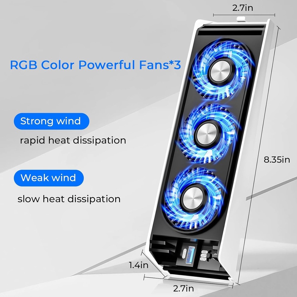 PS5 Cooling Fan with LED Light,Quiet and Efficient Cooling System for PS5