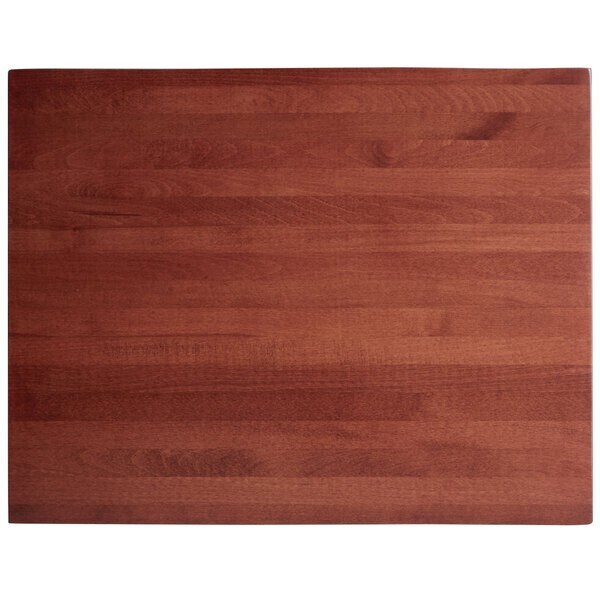 24" x 30" Rectangular Solid Wood Live Edge Restaurant Table Top in Mahogany Wood
