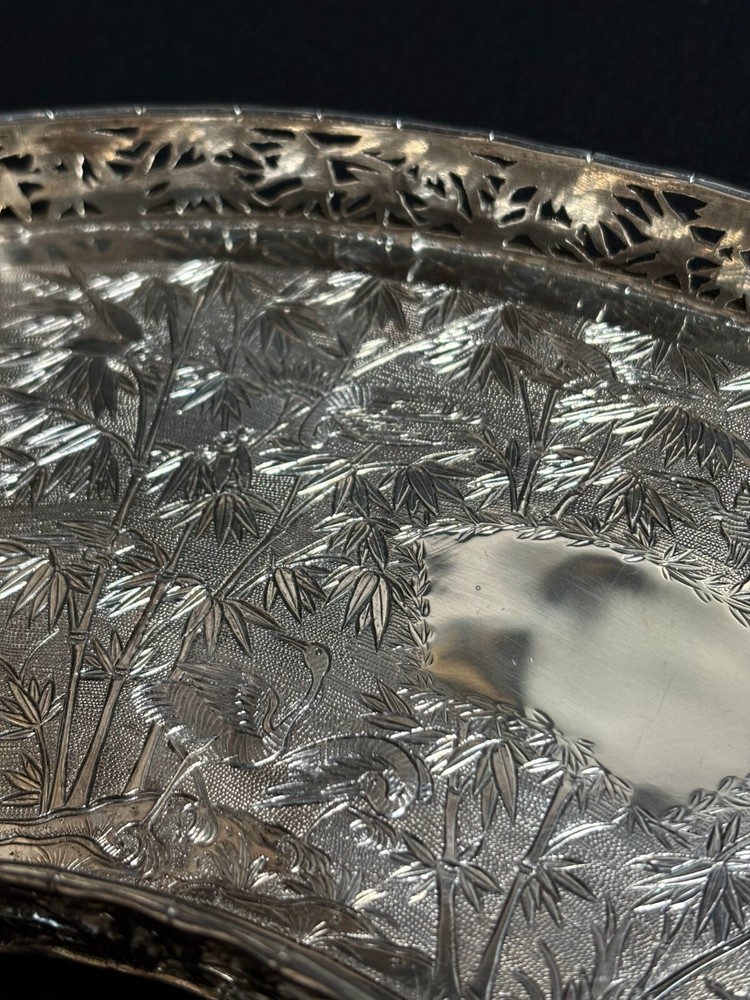 Pair Wang Hing Galleried Fan Shape Trays