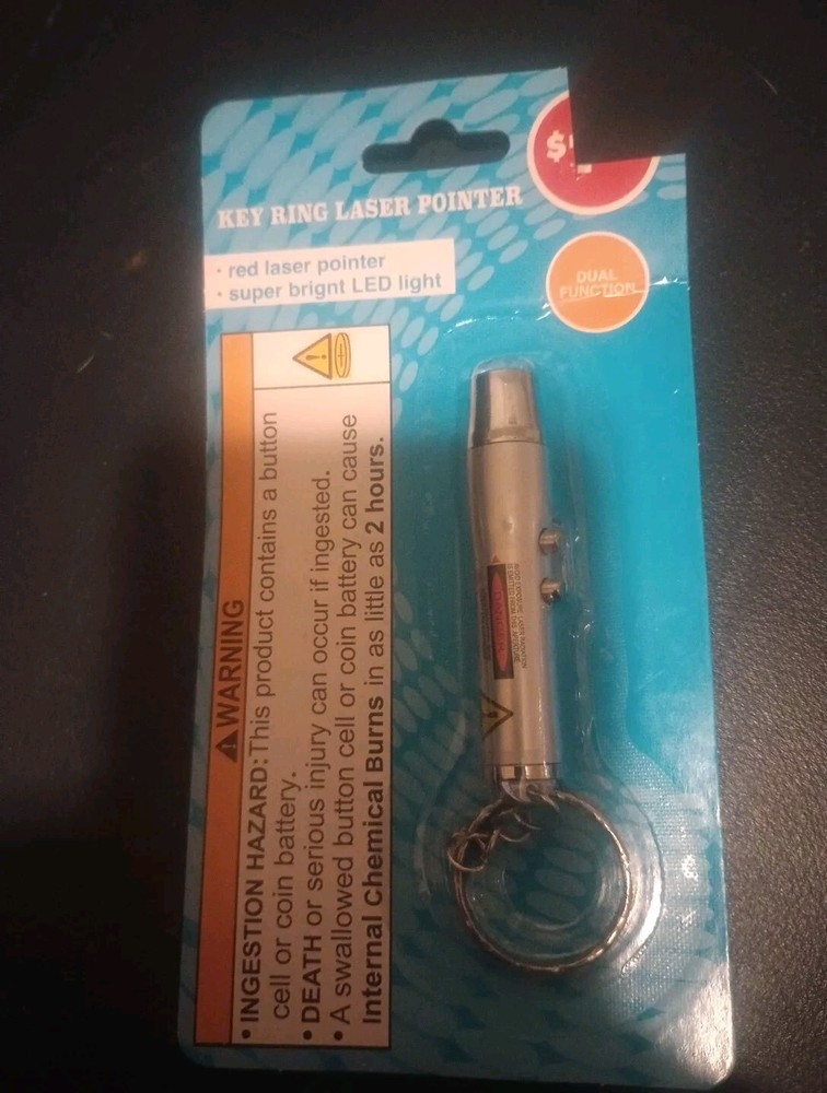 Key Ring Laser Pointer Super Brave LED Light Dual Function