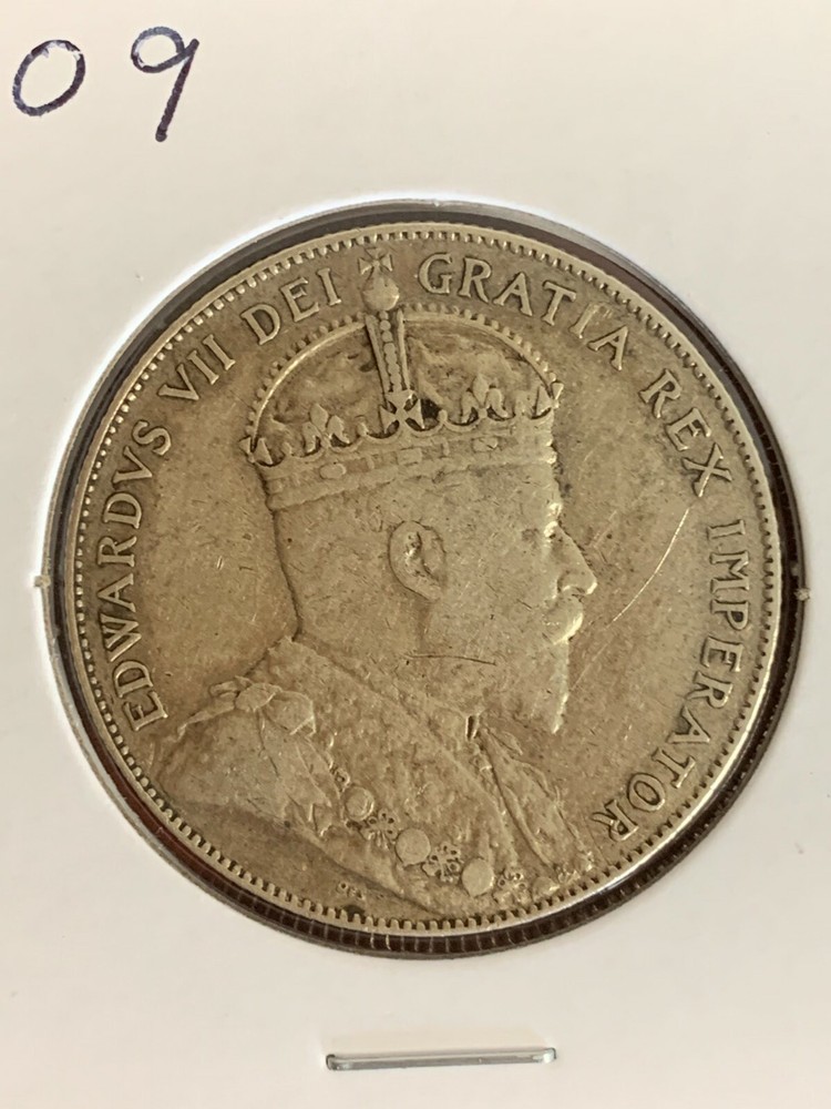 1909 Newfoundland Canada Silver Half Dollar Higher Grade