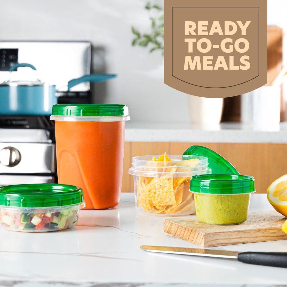 PLASTICPRO 24 Pack Twist Top Food Storage Containers Assorted Sizes