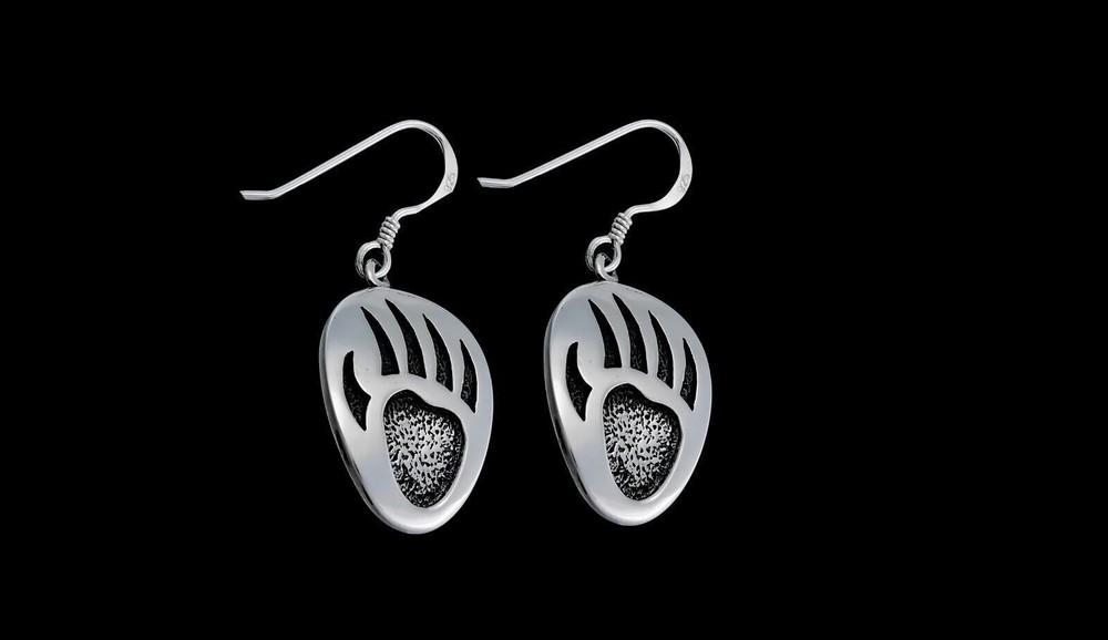 925 Sterling Silver Bear Paw dangle earrings