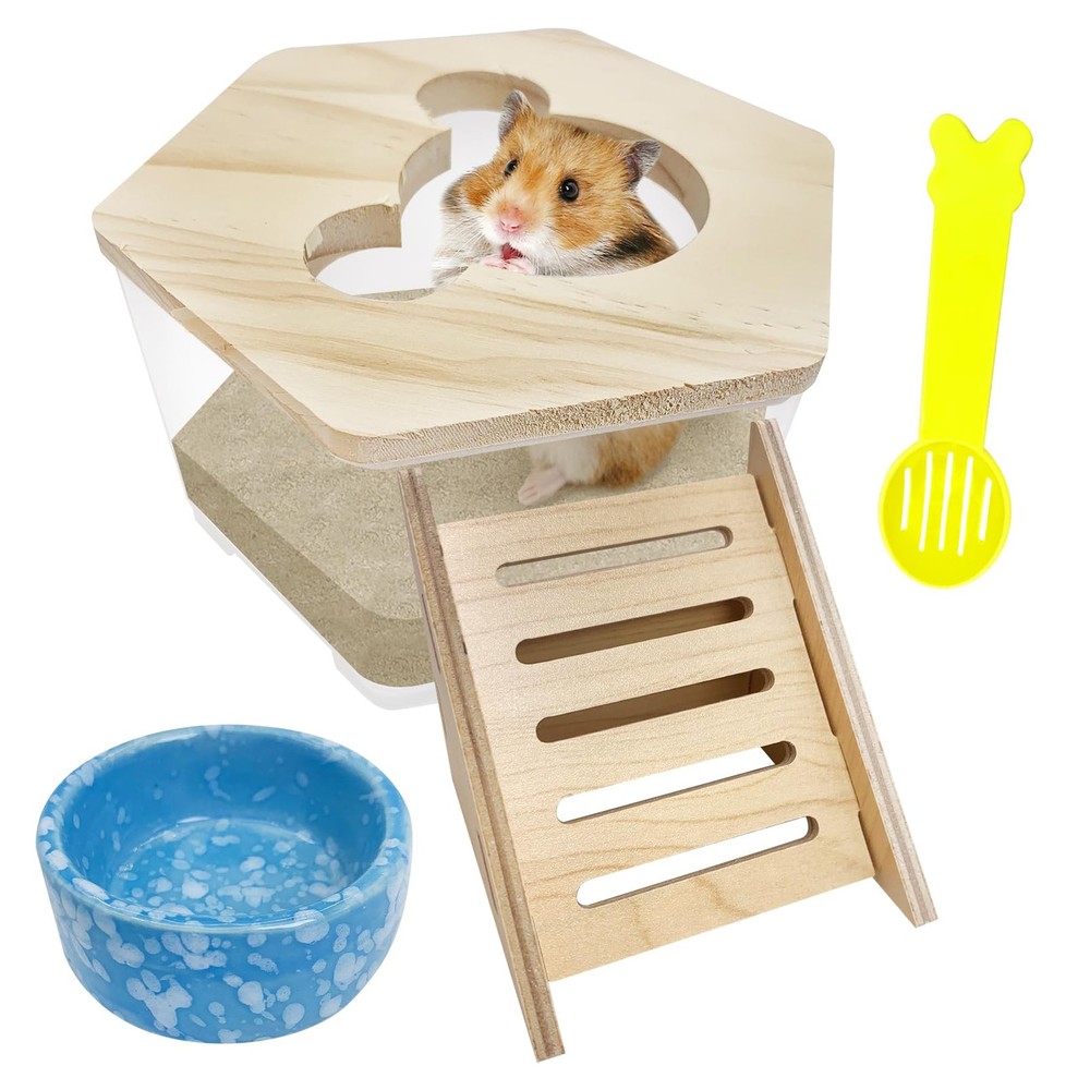 Hamster Sand Bath Box Transparent Gerbil Digging Sand Container Acrylic Small...