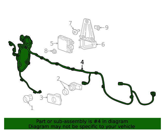 Genuine GM Front Object Alarm Sensor Wiring Harness 84592767