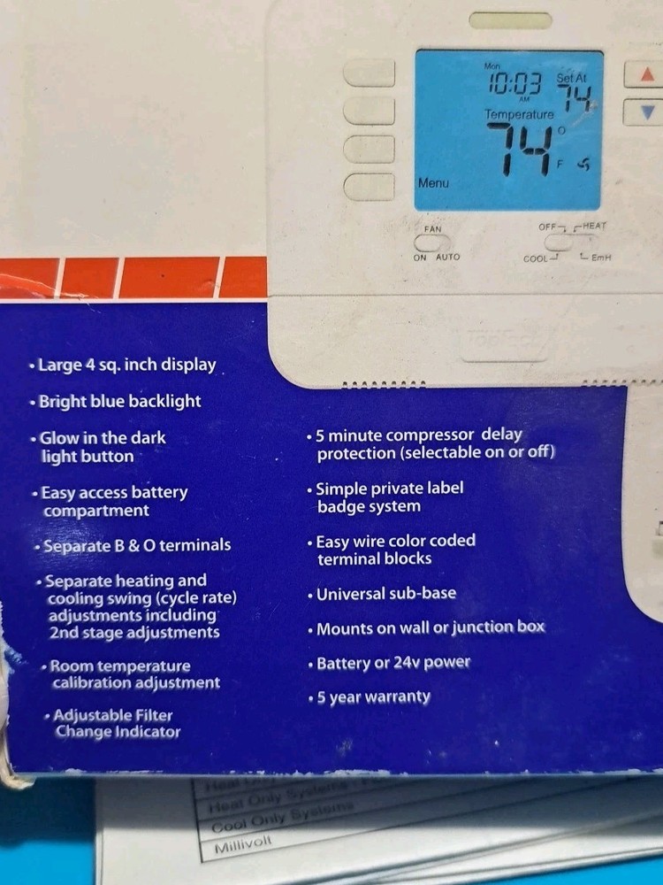 Top Tech Single Stage Non Programable Thermostat TT-N-721