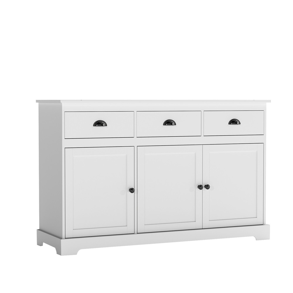 3 Drawers Sideboard Buffet Cabinet Console Table Kitchen Storage Cupboard White