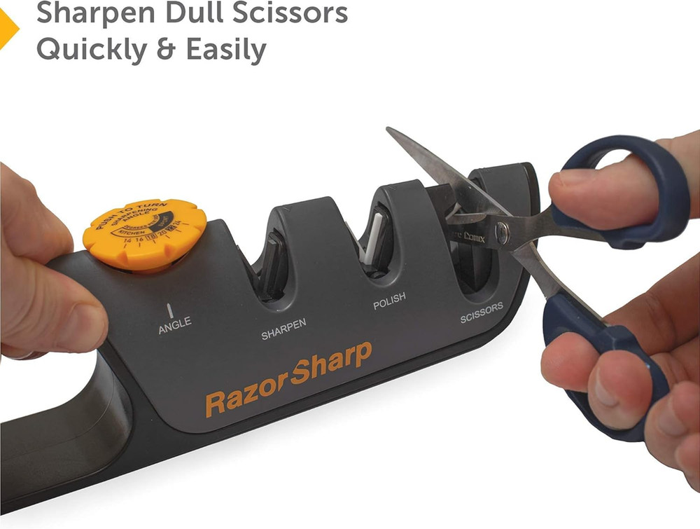 RazorSharp Knife Sharpener, Adjustable Angle, Diamond Ceramic, Non-Slip Grip