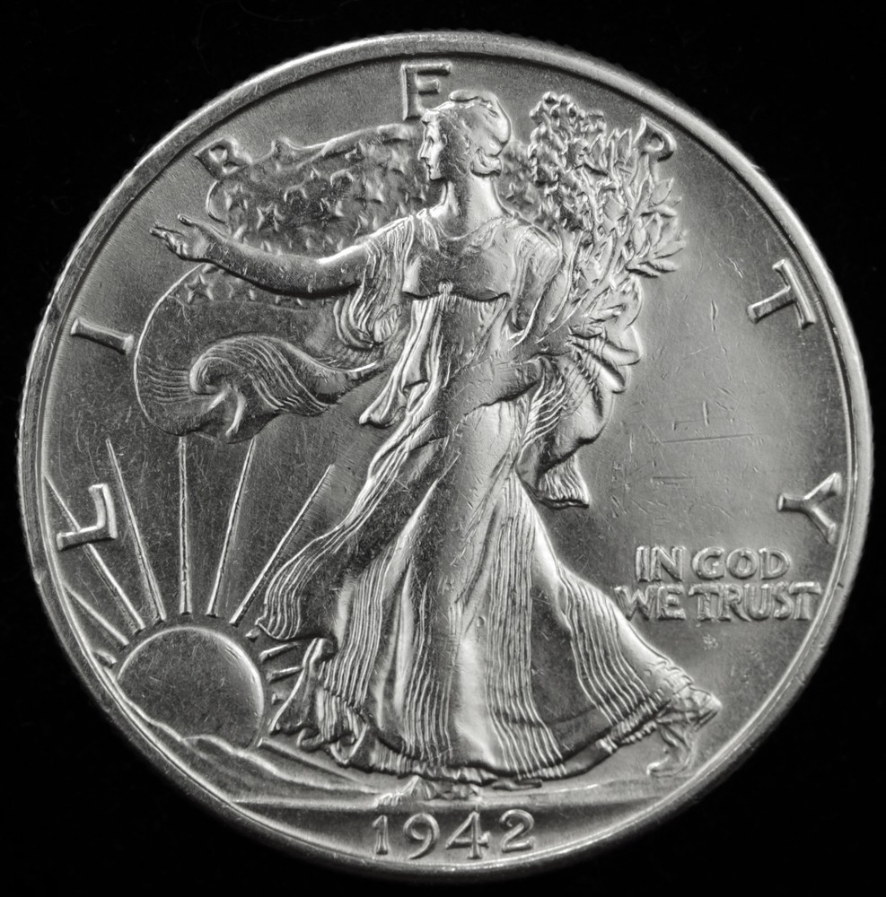 1942-s Walking Liberty Half.   BU. -   (Inventory A)
