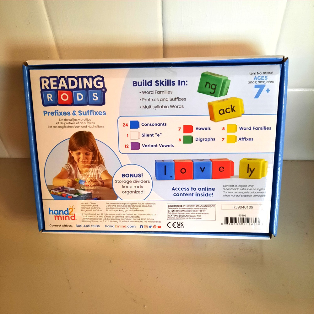 2- Hand2Mind Reading Rods-Sentence Construction- Prefixes & Suffixes-Ages 7+