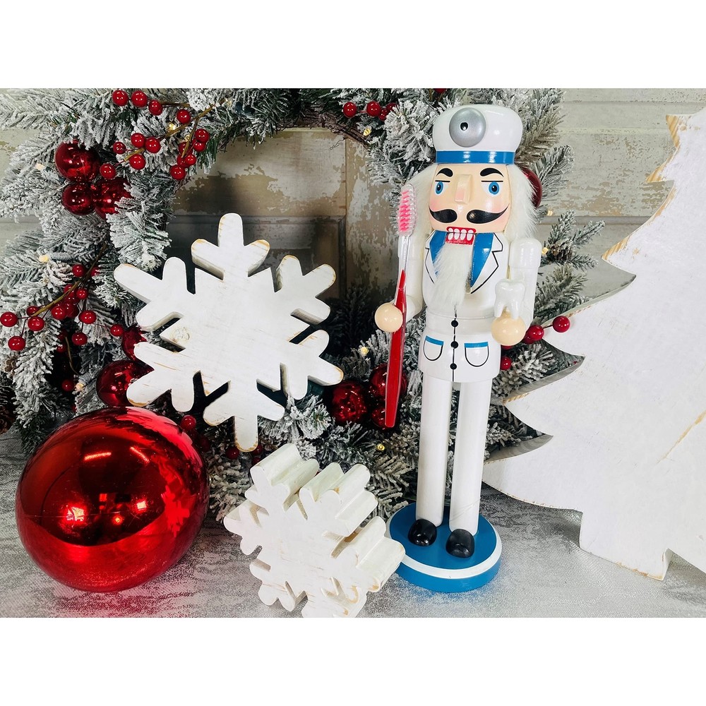 Santa's Workshop 14'' Dentist Nutcracker 14 White Wood Medium