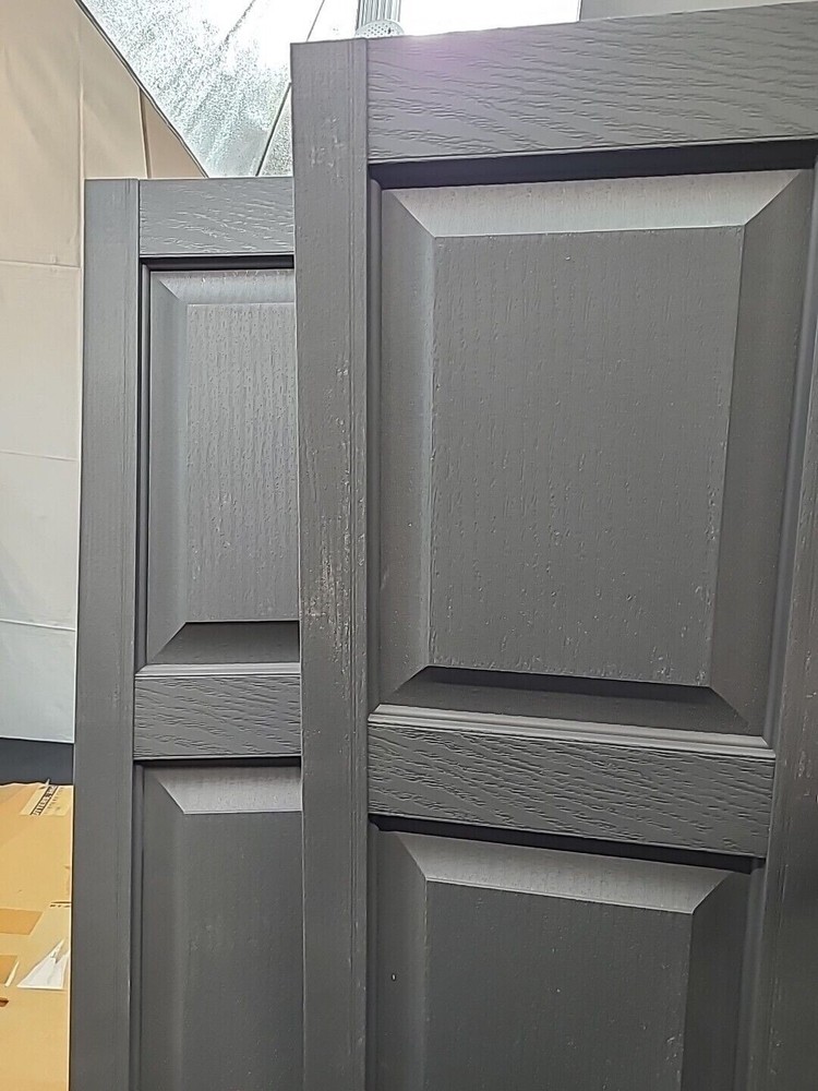 PREMIER PANEL Raised Panel Vinyl Shutter 15"W x 39"L (1 Pair)-007 DARK GRAY