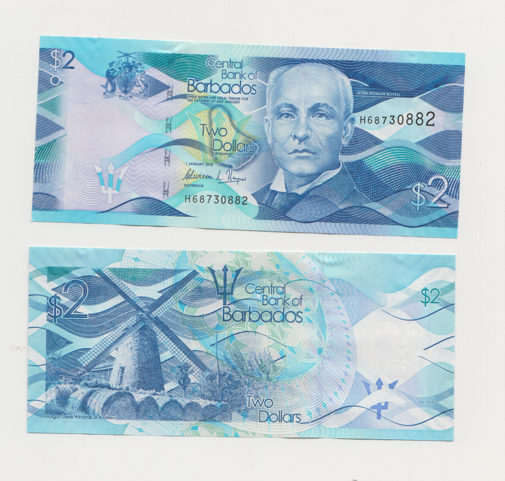 BARBADOS: 2 Dollars Banknote  2022, P-80a, Uncirculated, Polymer