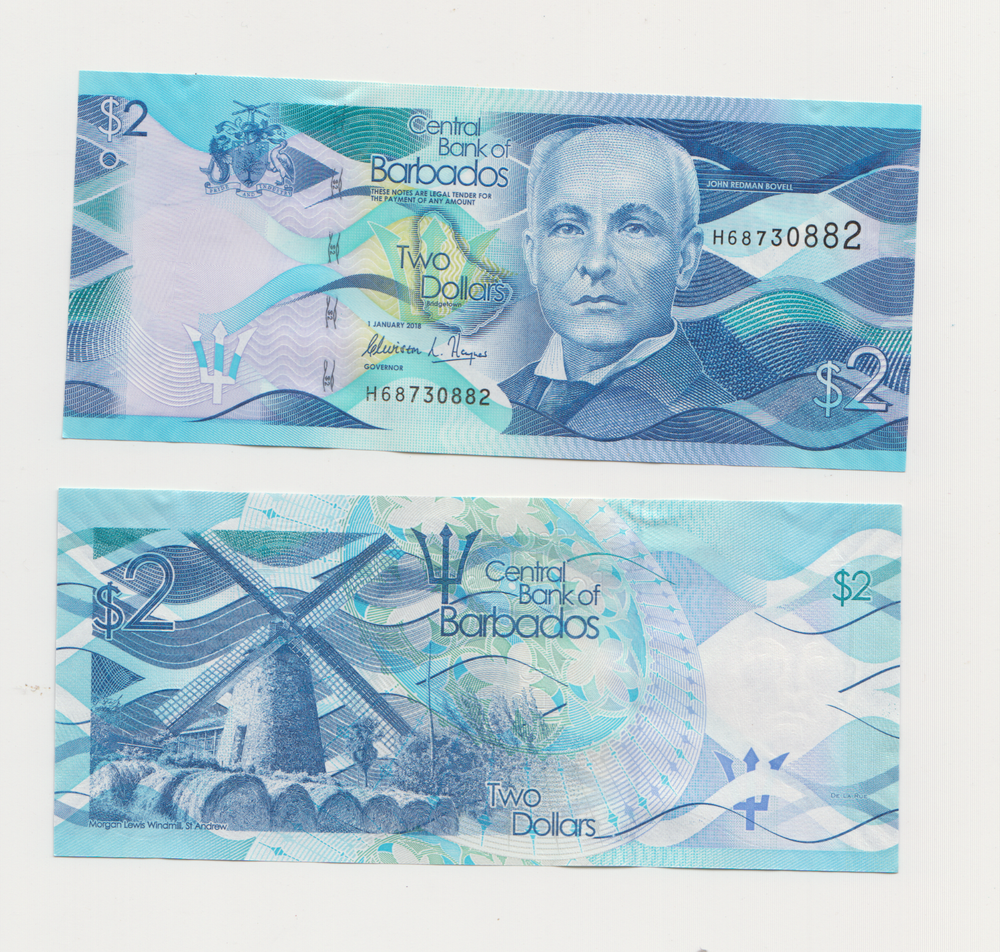 BARBADOS: 2 Dollars Banknote 2022, P-80a, Uncirculated, Polymer