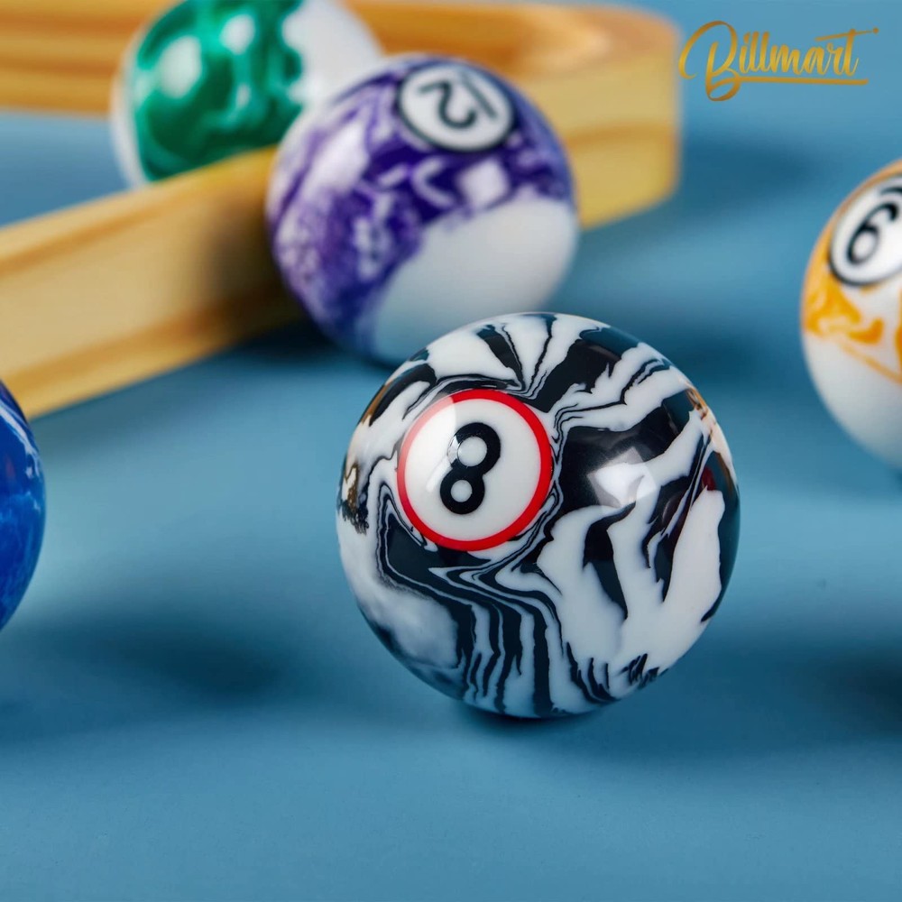 Billmart Billiard Balls Set 16 Pool Table 2.25", Marble Premium