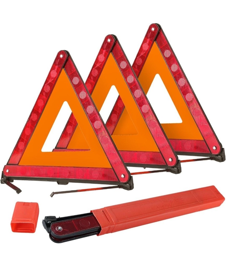 Emergency Warning Triangles | Roadside Safety Triangle, 3 Pack Foldable Warning