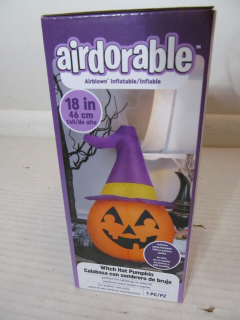 Gemmy Airblown Inflatable AirDorable 18" Witch Hat Pumpkin