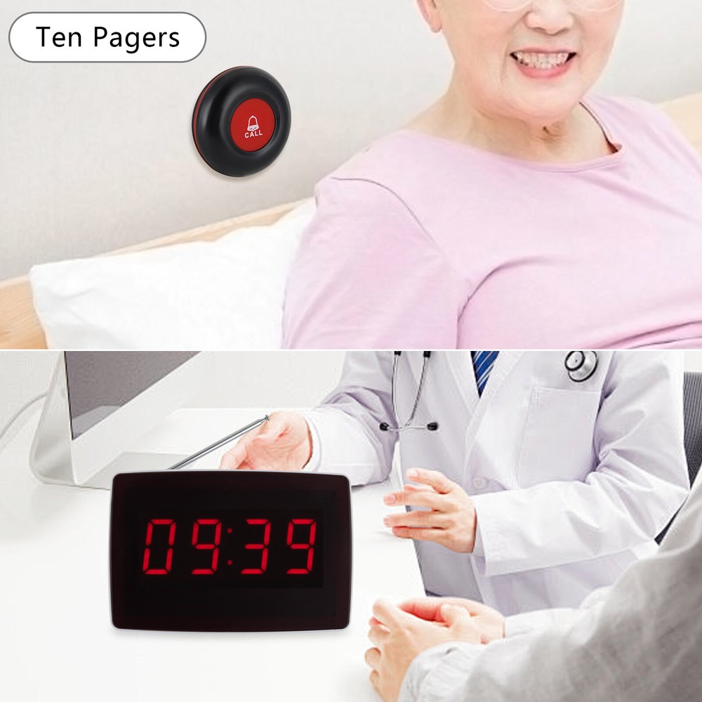 Wireless Calling Button Elderly Nurse Alert System 10 Call Buttons+1 Receiver