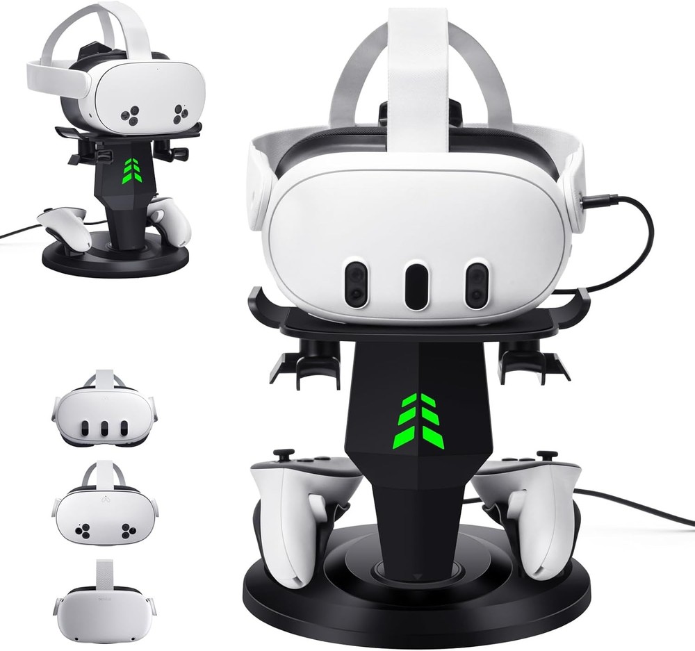 Lampelc VR Charging Dock for Meta Quest 3S/3/2, Vertical Storage Stand Charging