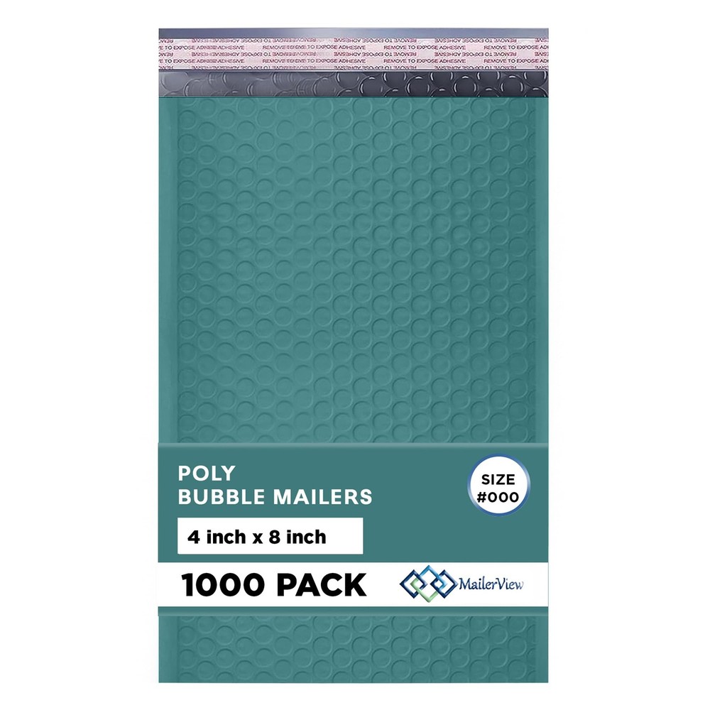 MAILERVIEW Green Small Bubble Mailers 4x8 Inch #000 | Thick Padded Poly Bubble M