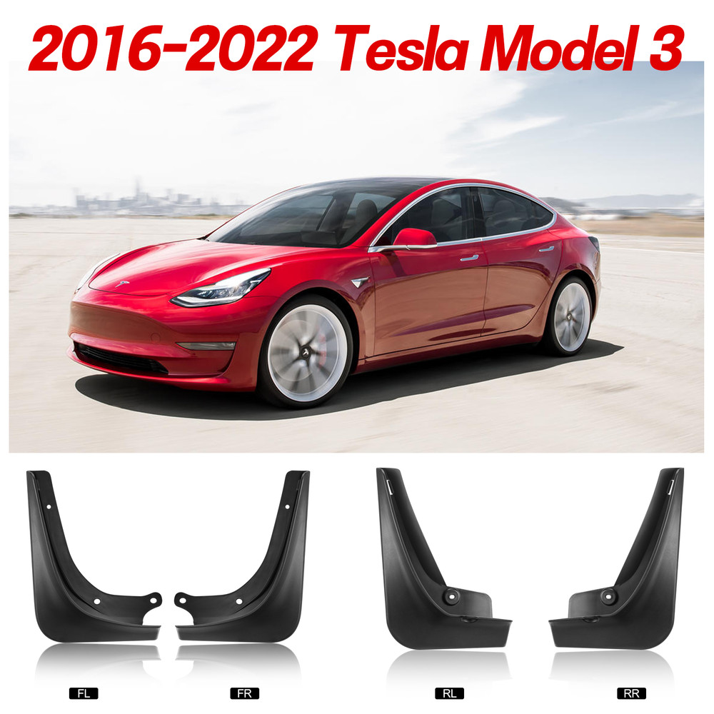 4pc For Tesla Model 3 2016-2024 Mud Flaps Splash Guards Front & Rear Left Right