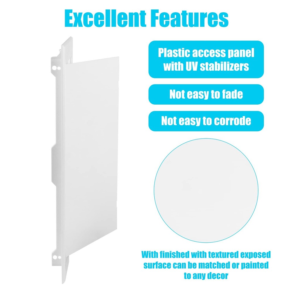 Plastic Access Panel for Drywall 8x12 Inch Removable Hinged Door White