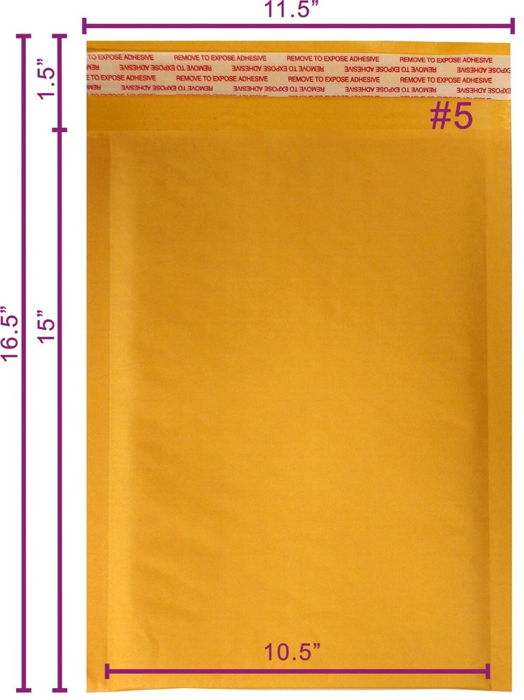 SuperPackage® 100 #5 10.5 X 15 Kraft Bubble Mailers Padded Envelopes