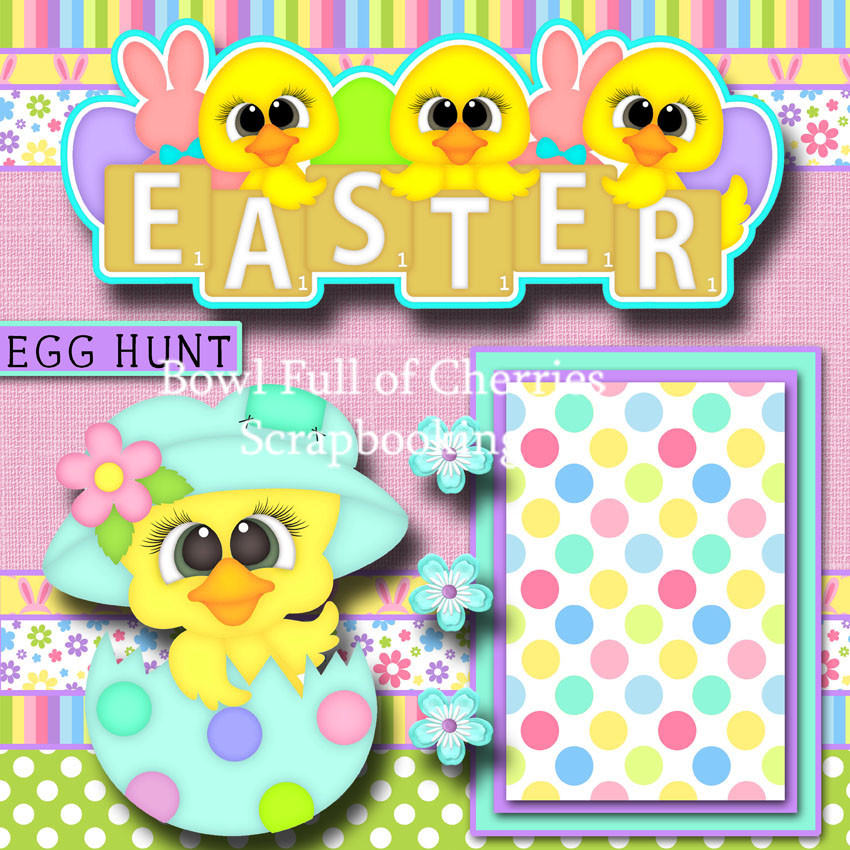 EASTER ~ 2 premade scrapbook pages paper piecing layout printed 12X12 ~ CHERRY