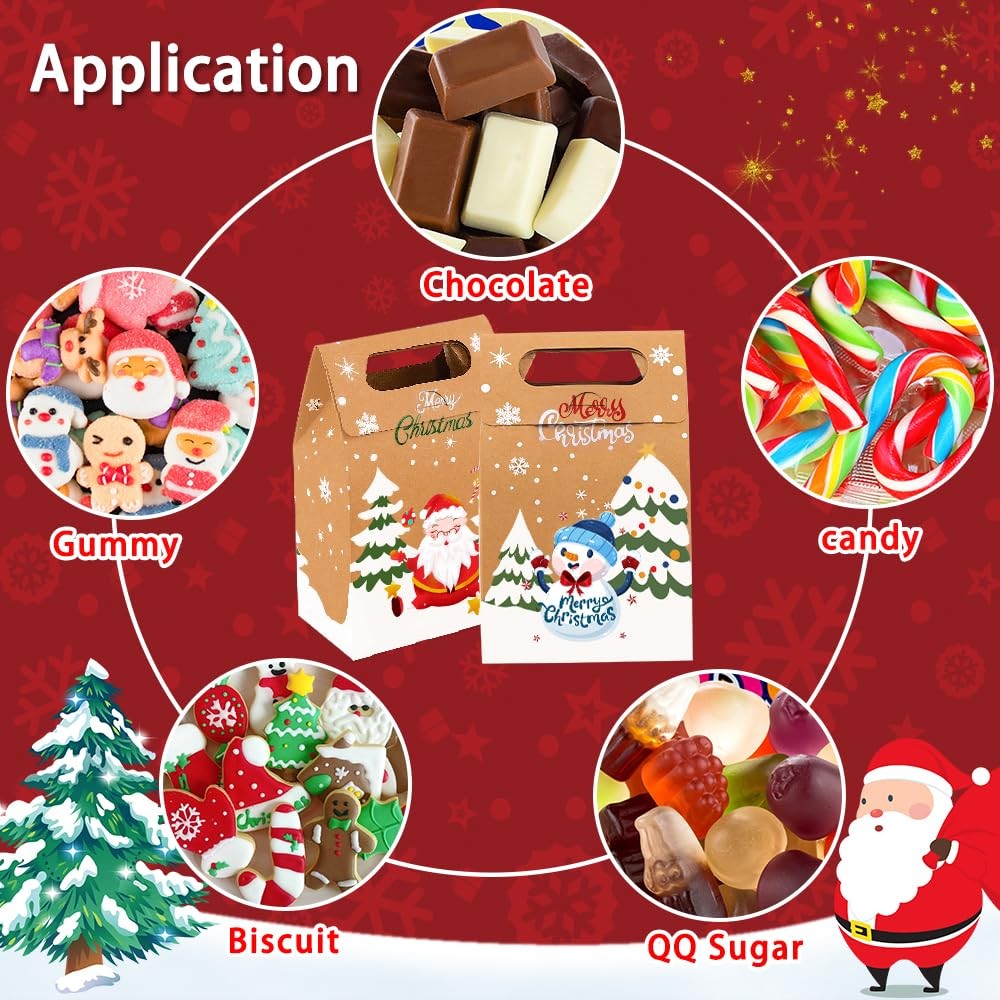 Vellibring 24PCS Christmas Kraft Candy Boxes, Paper Cookies [VARIABLE]