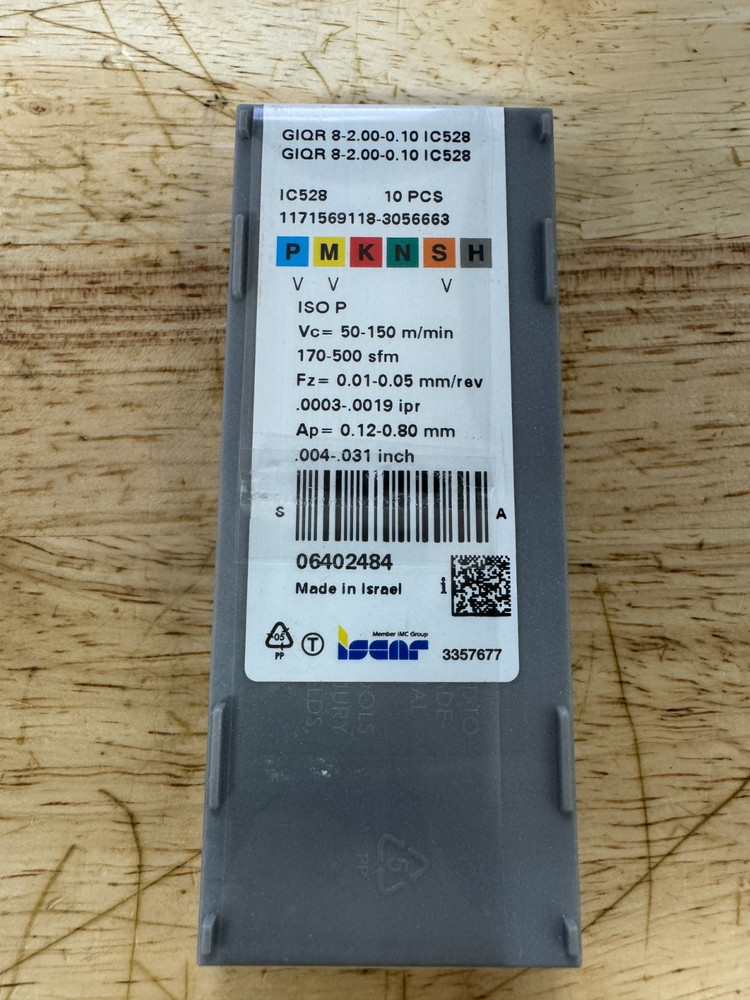 Iscar Grooving Insert: GIQR 8-2.00-0.10 IC528, Carbide
