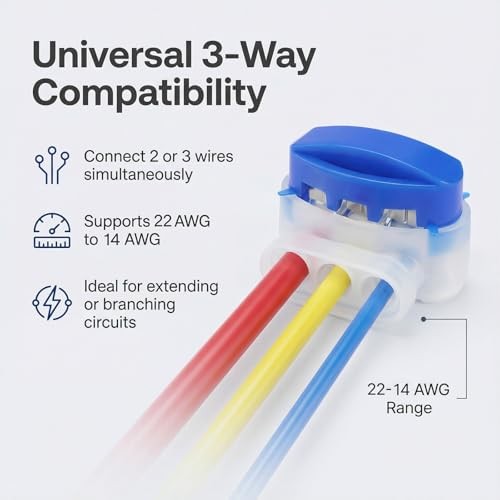 30pcs 3-Way Waterproof Wire Connectors, Self-Stripping Electrical IDC 30PCS