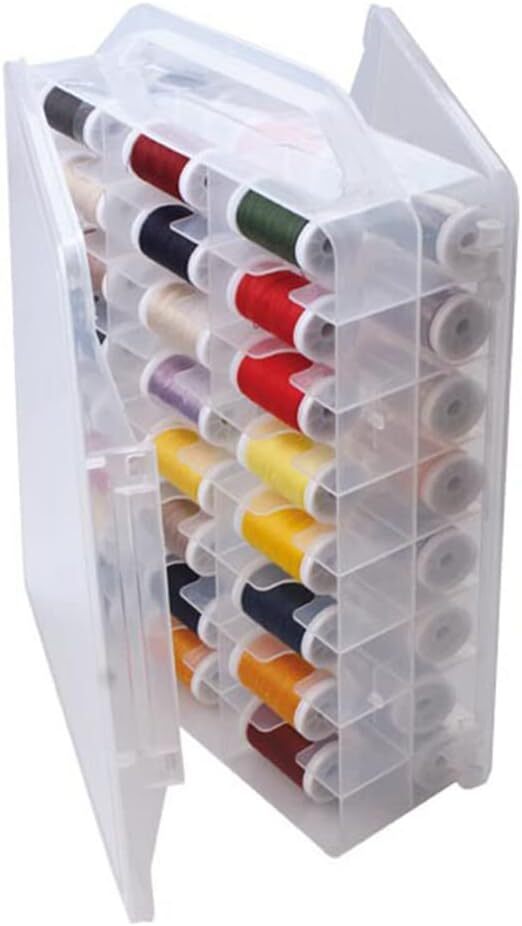 46 Grids Sewing Organizer, Double Sided Thread Box Storage, Portable Clear