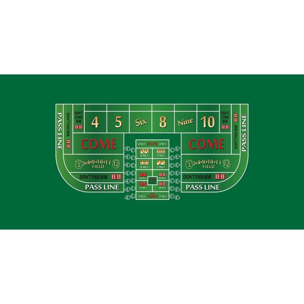 Craps Table Practice Layout Felt - Professional Quality Fabric - New