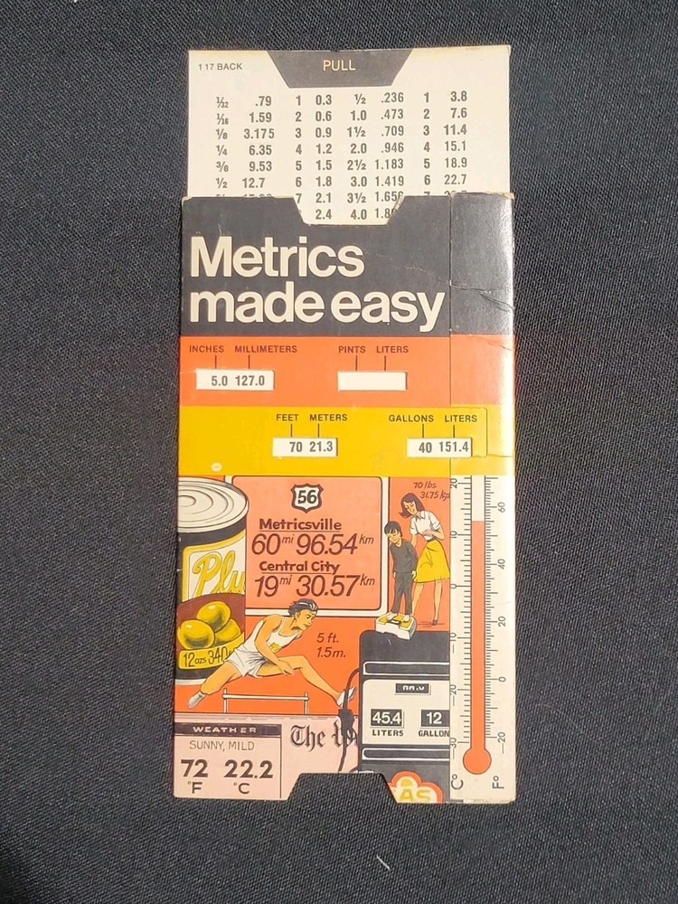 Stanley Metrics Made Easy Slide Pull Out Conversion Chart grams pounds km degree