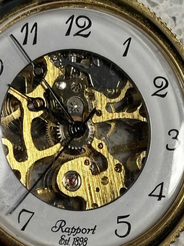 Rapport Pocket Watch Open Face Gold Plated Wind Up Working