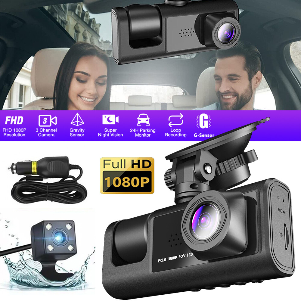 32GB Dash Cam for Car Security Camera Front & Rear & Inside Vehicle Dash Camera