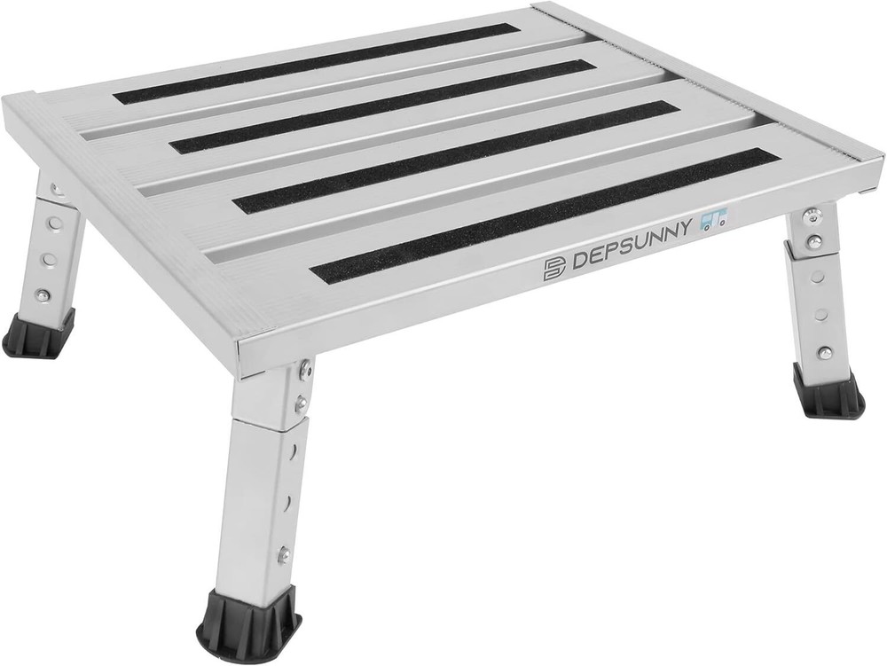 Adjustable Height Aluminum RV Step Stable Foldable Platform Step Stools Non-Slip