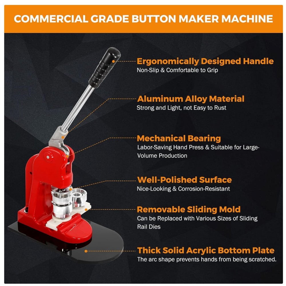 DIY Button Maker Machine Kit with 1000 Button Blanks