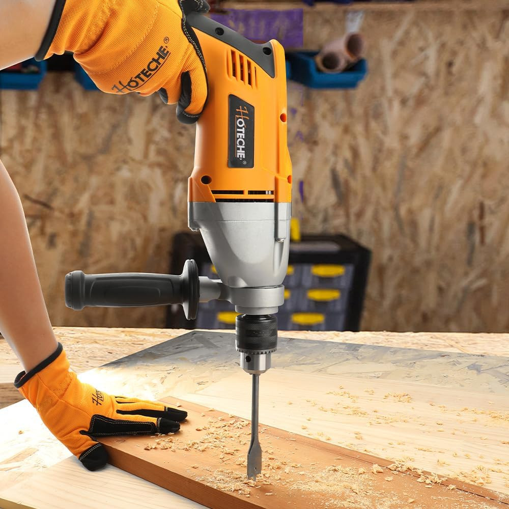 Powerful 9-Amp Corded Hammer Drill with 10 HSS Bits - 2-Speed Performance