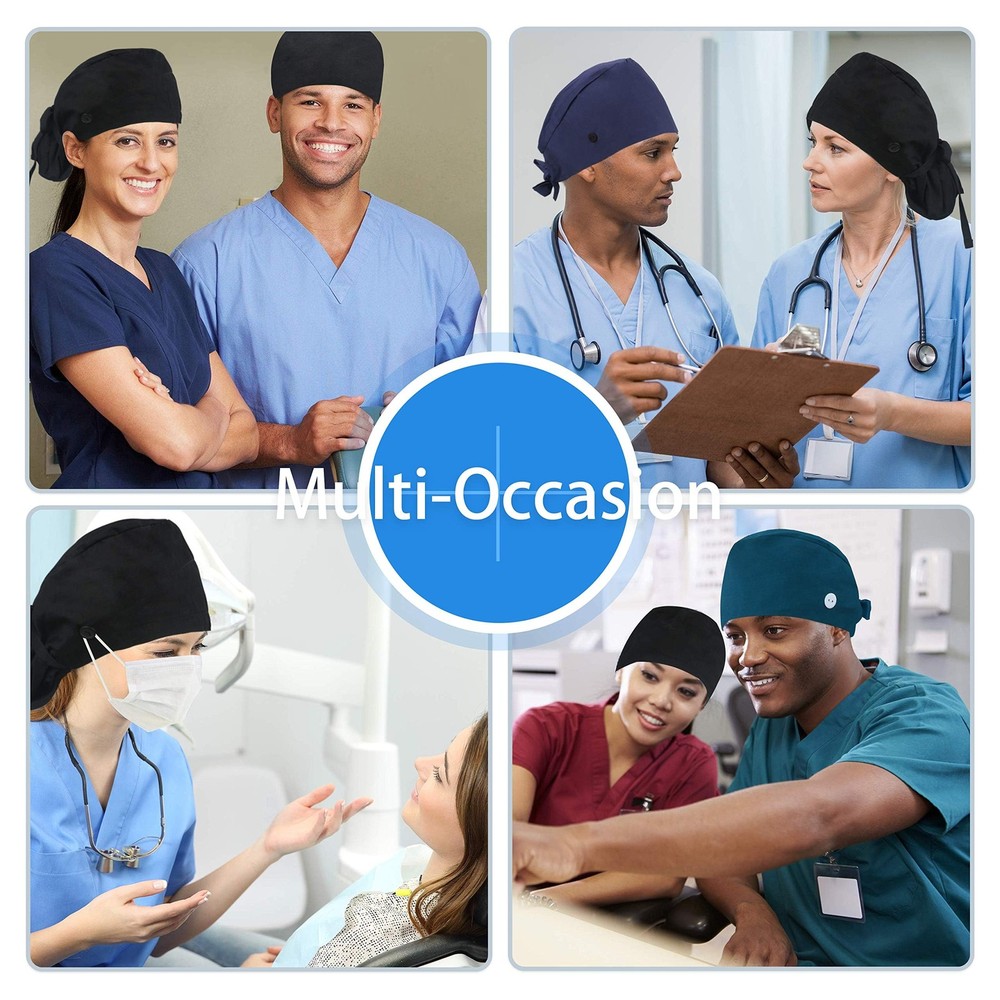 Adjustable Working Cap with Button, Satin-Lined Cotton Working Hat Sweatband,...