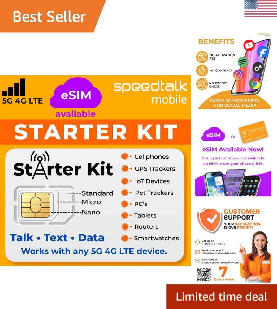 SIM Card Starter Kit, Smartphone Cell Phone, GPS Tracker and IoT, Plan Starti...